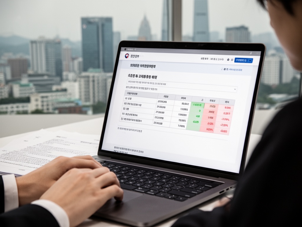 Student checking income bracket verification on a Korean government portal website on a laptop screen.