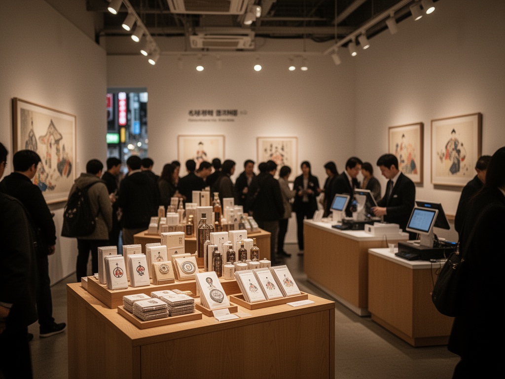 A pop-up store in Shibuya drawing pre-registered crowds, with merchandise displays and checkout counters visible.
