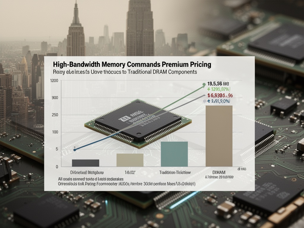 AI server chip demand diagram illustrating how high-bandwidth memory commands premium pricing compared to traditional DRAM components.