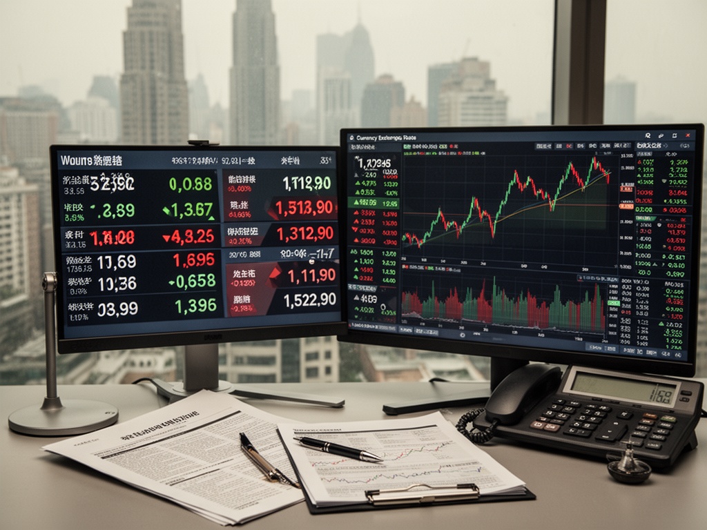 Currency exchange rate board and bond yield charts reflecting risk-off sentiment, won-dollar rate climbing to 1,512.90.
