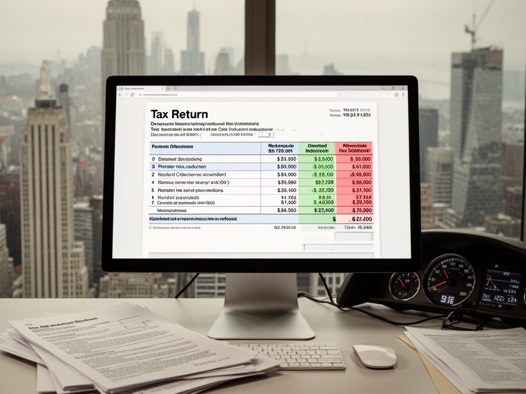 A computer screen displaying the tax return form with corrected deduction amounts, showing the potential refund difference after including previously overlooked items.