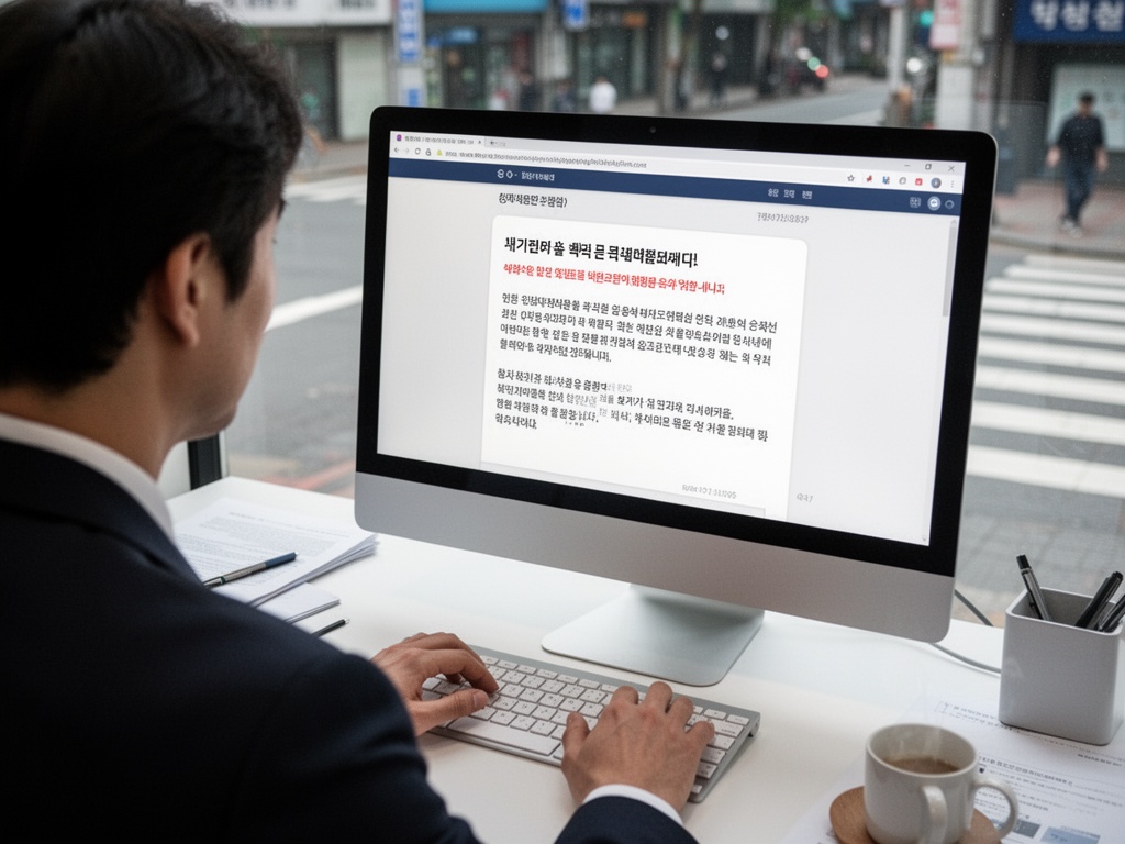 Manager sending mandatory return-to-office notification on computer screen to staff.