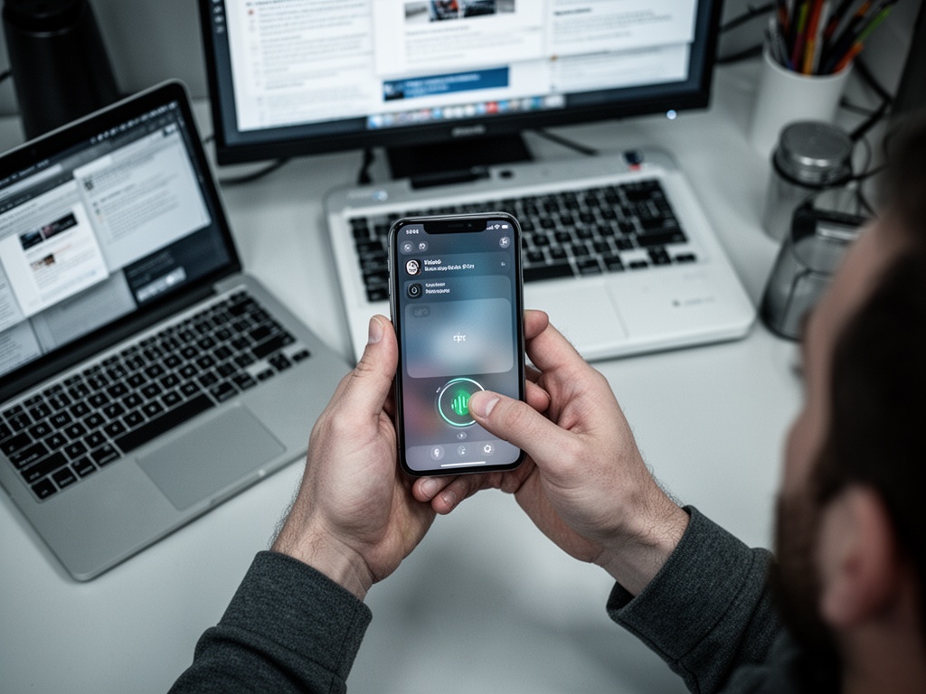 Hands gripping phone firmly with elbows anchored to body, volume button being pressed instead of screen.