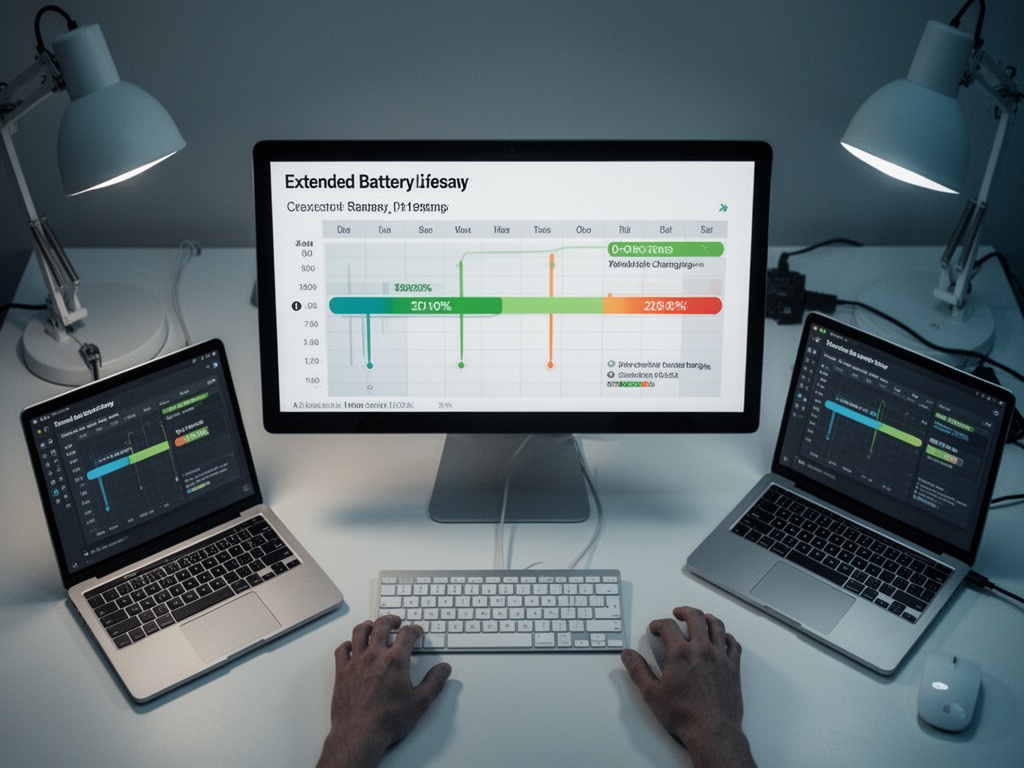 Calendar timeline visualization showing extended battery lifespan comparison between old 0-100% habits and new 20-80% charging practice.
