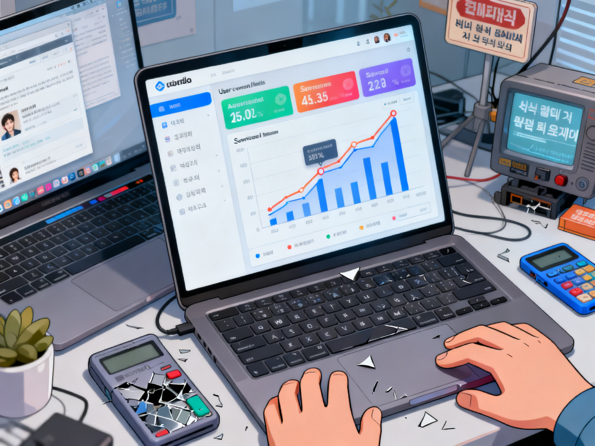 Financial dashboard or growth chart visualizing user conversion metrics and revenue trajectory across different service tiers.