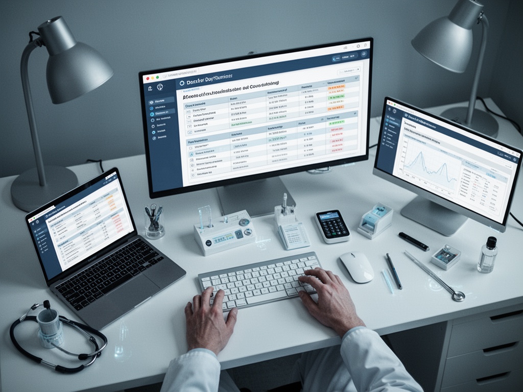 Doctor's desk displaying organized clinical summary prepared by AI, enabling focused consultation instead of routine intake questioning.